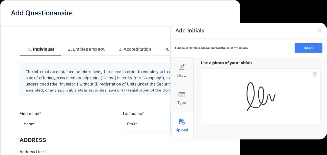 Digitized investor questionnaire